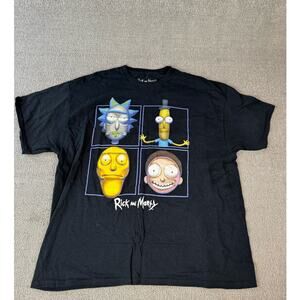 Rick and Morty Shirt Short Sleeve Crewneck Black Adult Swim 2X